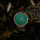 Chronograph Barista Verde watch with wooden strap men