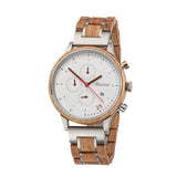 Chronograph Barista Bianco watch with wooden strap men