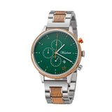Chronograph Barista Verde watch with wooden strap men
