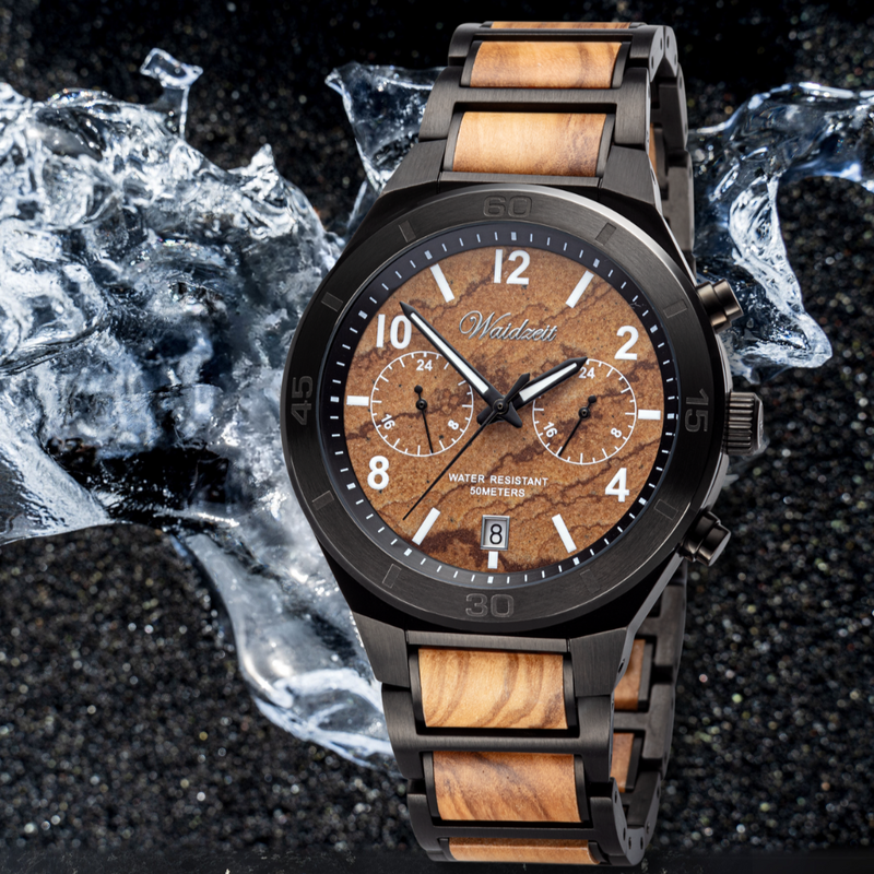 Saturn watch men Olive wood
