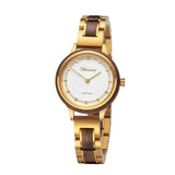 Petite Gold Lady Watch with wooden strap
