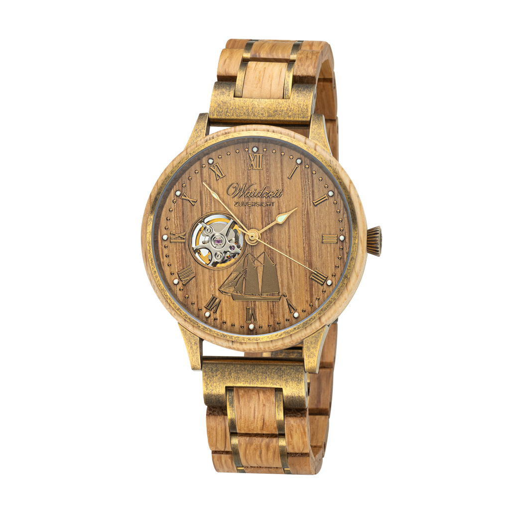 Automatic watch "Zuversicht" with wooden strap