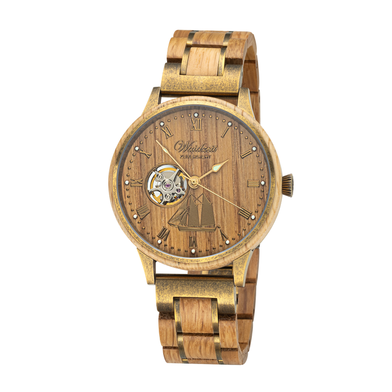 Automatic watch "Zuversicht" with wooden strap
