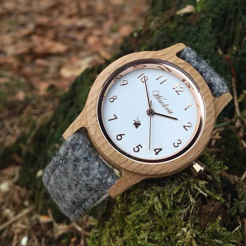 Barrique Alpine Women white with grey Merino wool strap