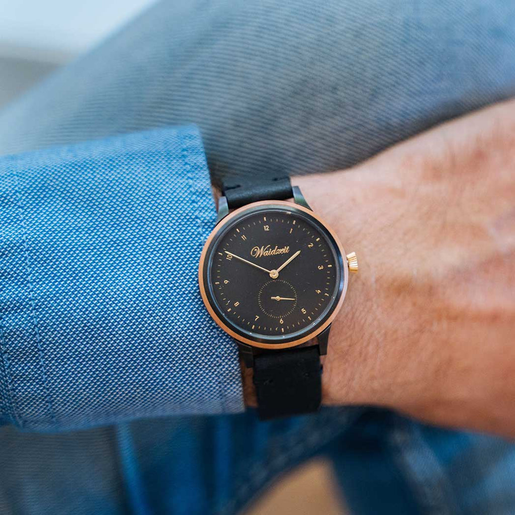 Cherry Black leather strap, Unisex