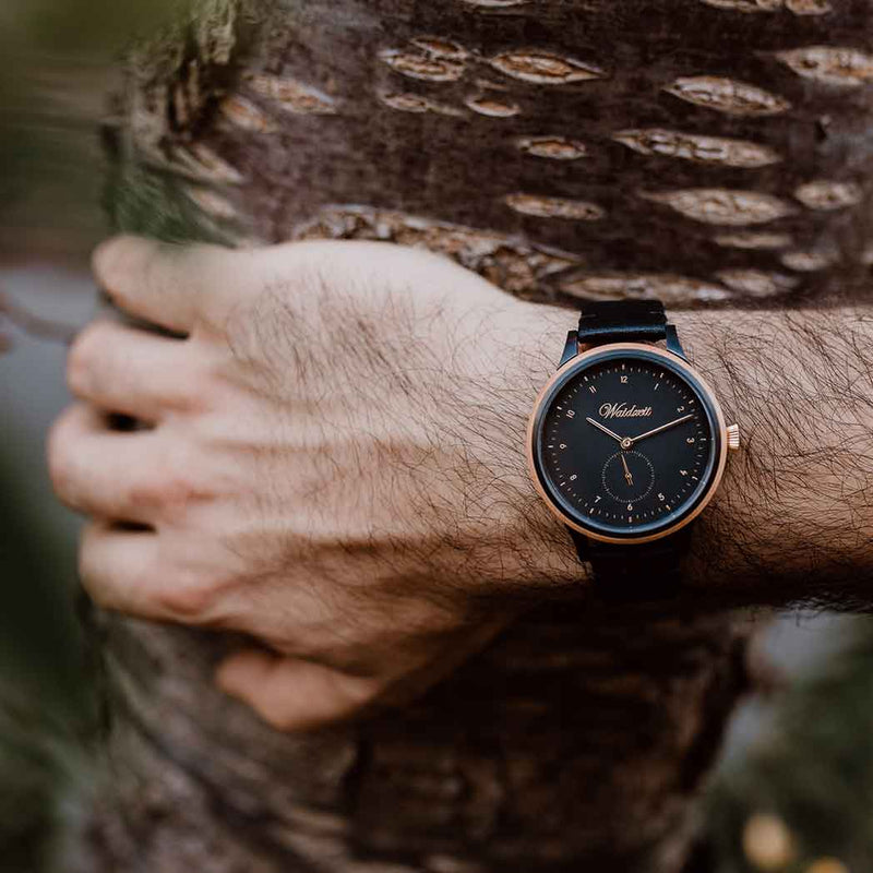 Cherry Black leather strap, Unisex