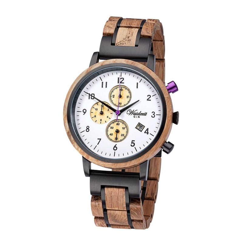 Waidzeit-Gin-Holzuhr-Armbanduhr-Holzarmbanduhr-Ginlover-Ginlove-Austrian-Design-Recycling-Chronograph-Berry