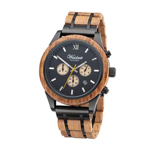 Waidzeit Whisky Scotts Highland Whiskybarrel Austrian Design black dial wooden watch strap