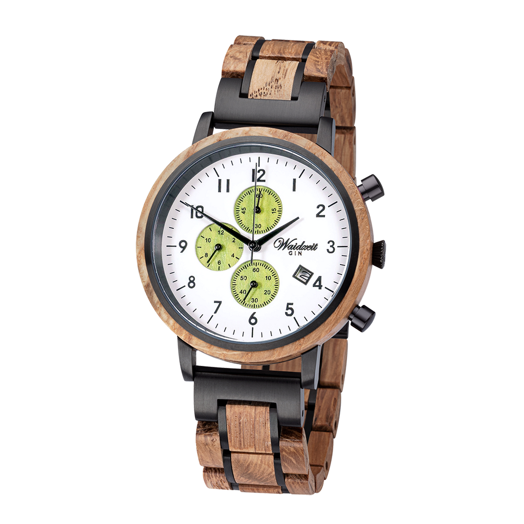 Waidzeit-Gin-Holzuhr-Armbanduhr-Holzarmbanduhr-Ginlover-Ginlove-Austrian-Design-Recycling-Chronograph-Cucumberjpg