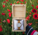 Waidzeit Design Wine princess nacre dial crystals Austrian Design Barrique wine barrel giftidea gift for her upcycling wooden watch lady watch