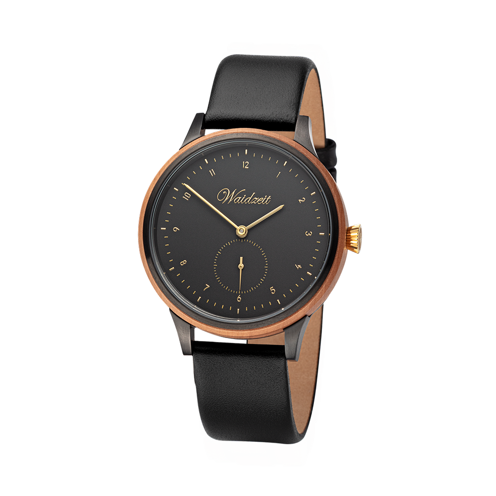Cherry Black leather strap, Unisex