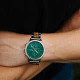 Chronograph Barista Verde watch with wooden strap men